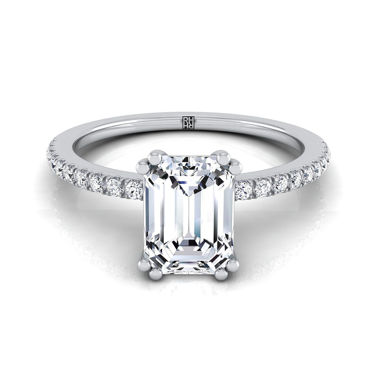 The Kelly emerald engagement ring setting in Platinum | RockHer