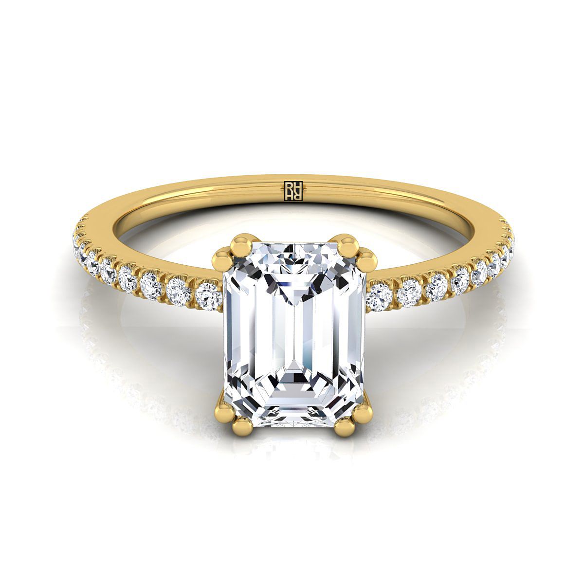 The Kelly emerald engagement ring setting in 18K Yellow Gold | RockHer