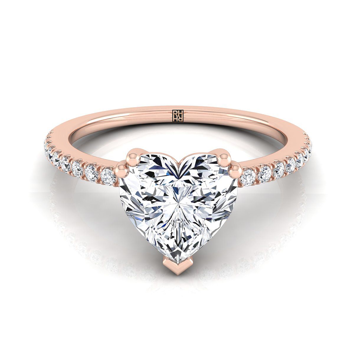 The Kelly heart engagement ring setting in 14K Rose Gold | RockHer