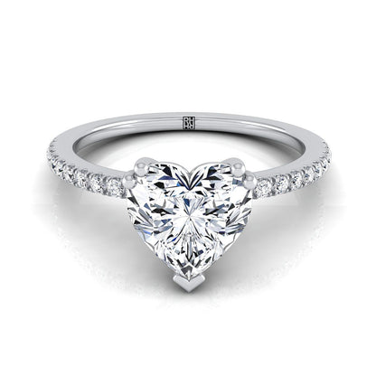 Double Claw Prong French Pavé Heart Shape, in Platinum | RockHer