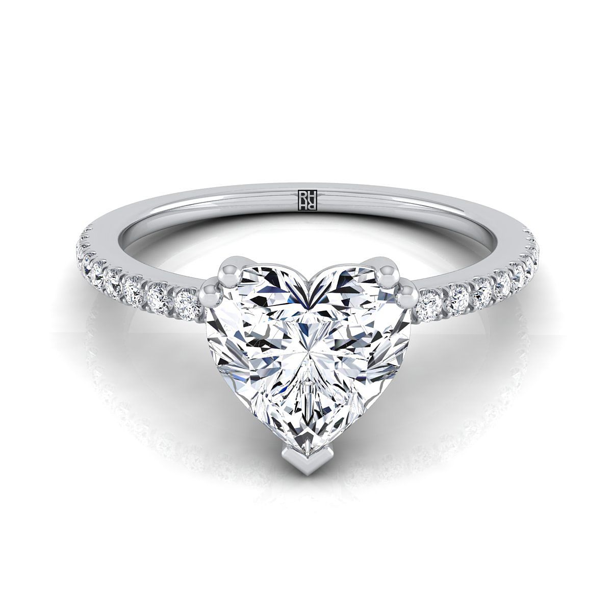 The Kelly heart engagement ring setting in 18K White Gold | RockHer
