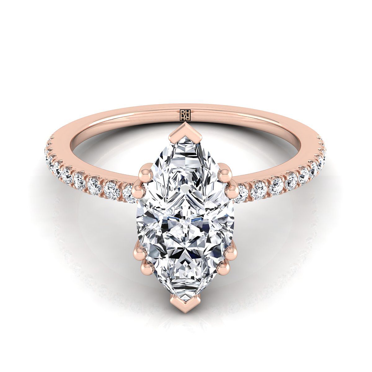The Kelly marquise engagement ring setting in 14K Rose Gold | RockHer