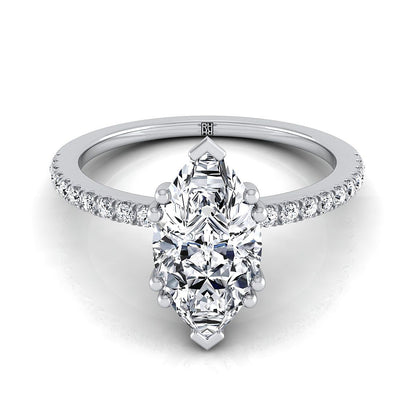 Double Claw Prong French Pavé Marquise, in Platinum | RockHer