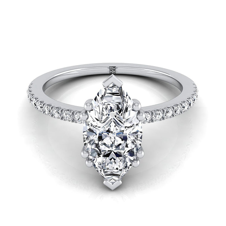 The Kelly Select Pavé Marquise Lab Diamond Engagement Ring in 18K White Gold