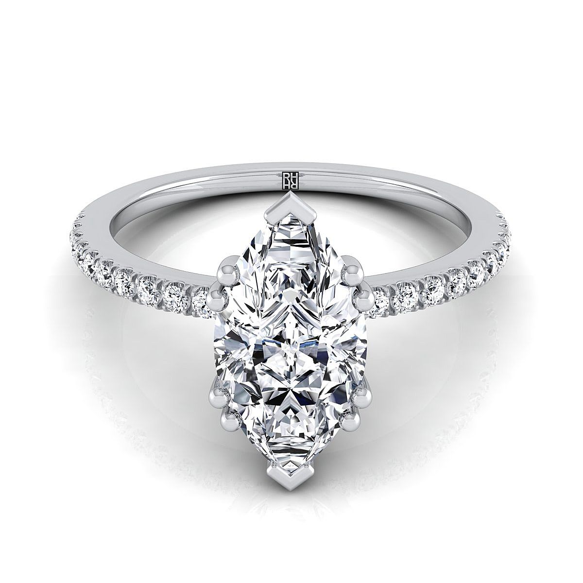 The Kelly marquise engagement ring setting in 18K White Gold | RockHer