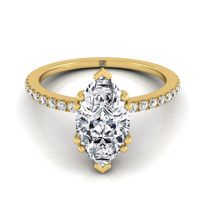 Double Claw Prong French Pavé Marquise, in 18K Yellow Gold | RockHer