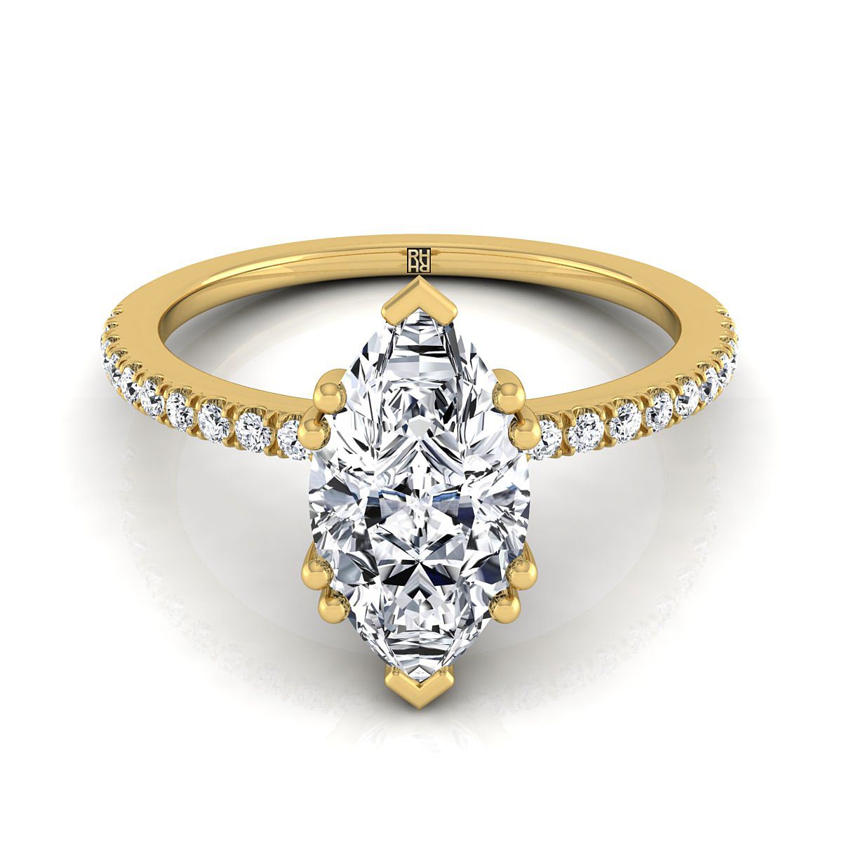 The Kelly marquise engagement ring setting in 18K Yellow Gold | RockHer