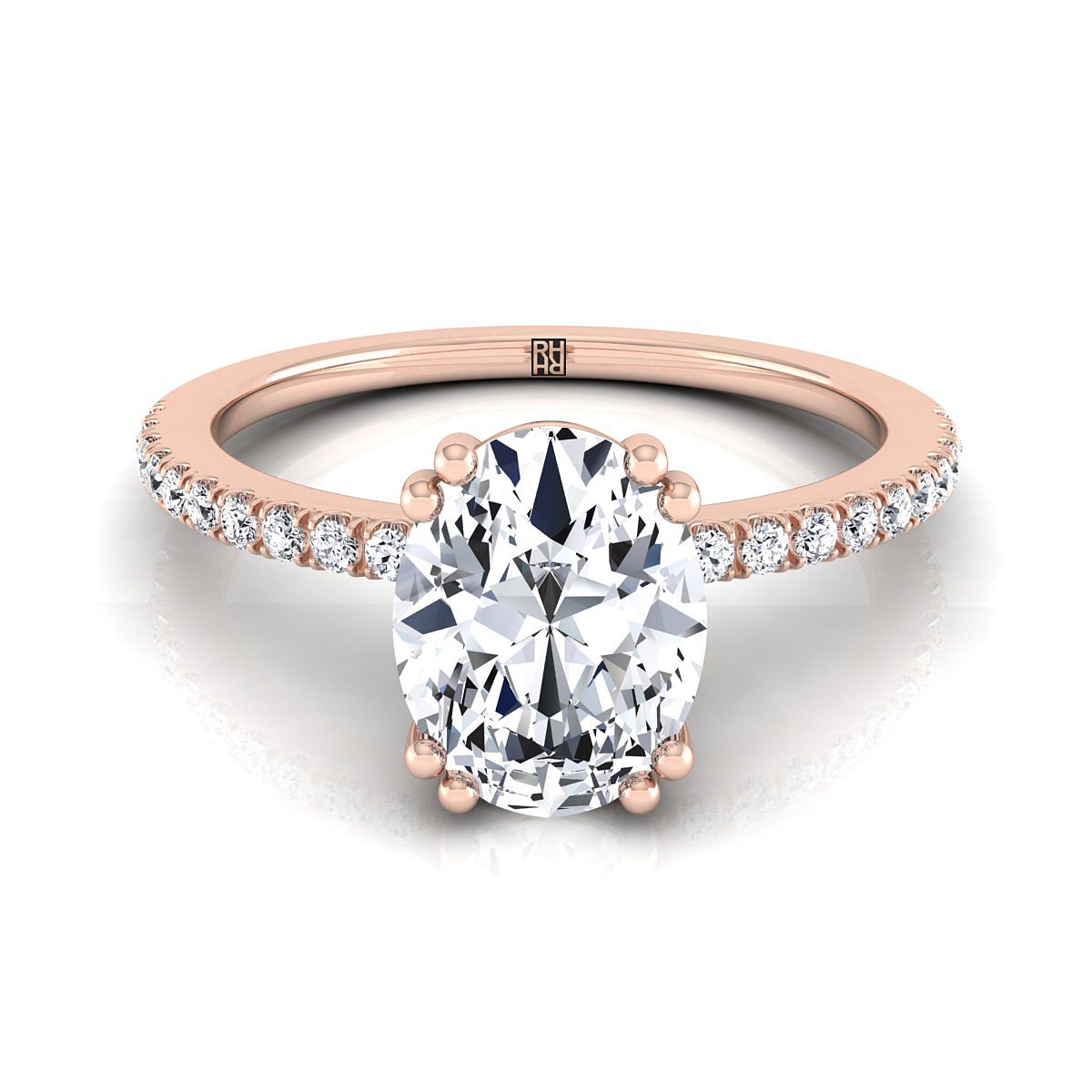 The Kelly oval engagement ring setting in 14K Rose Gold | RockHer