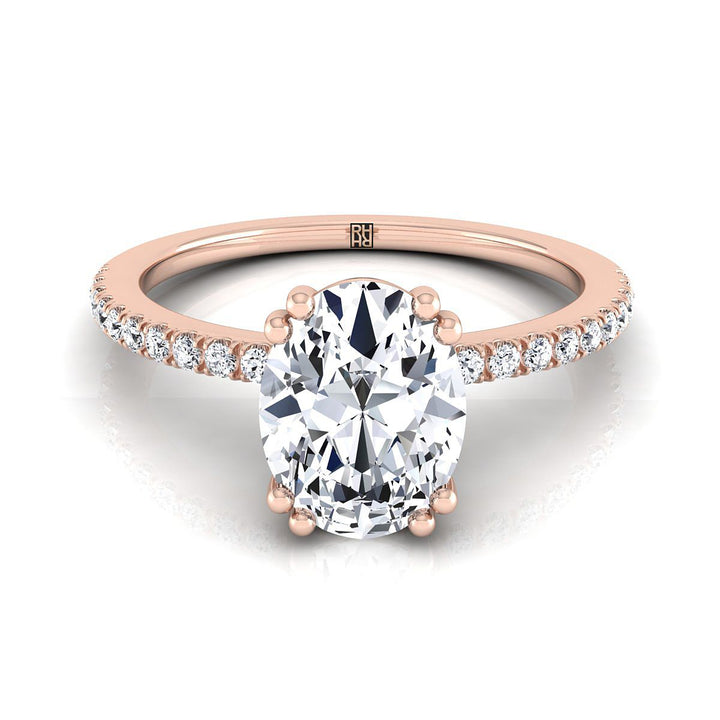 The Kelly Select Pavé Engagement Ring with Lab Diamond in 14K Rose Gold - view 1
