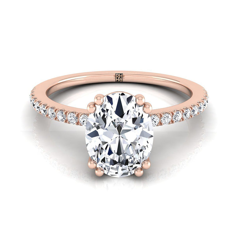 The Kelly Select Pavé Oval Lab Diamond Engagement Ring in 14K Rose Gold