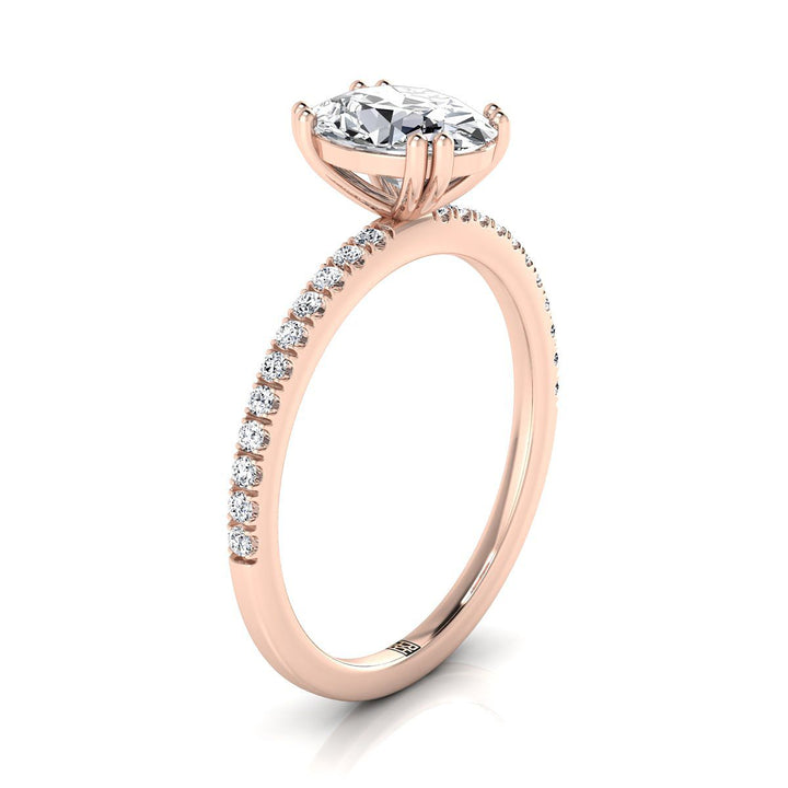 The Kelly Select Pavé Engagement Ring with Lab Diamond in 14K Rose Gold - view 2