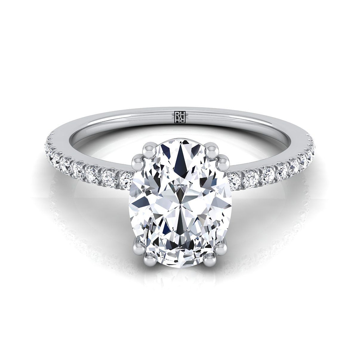 Kelly Select Pavé Oval Lab Diamond Engagement Ring in 18K White Gold | RockHer