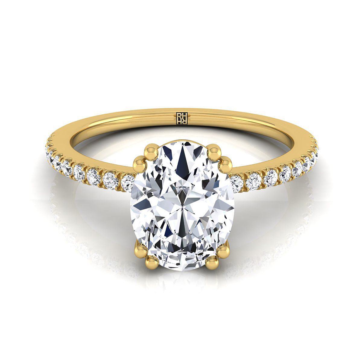 Kelly Select Pavé Oval Lab Diamond Engagement Ring in 18K Yellow Gold | RockHer