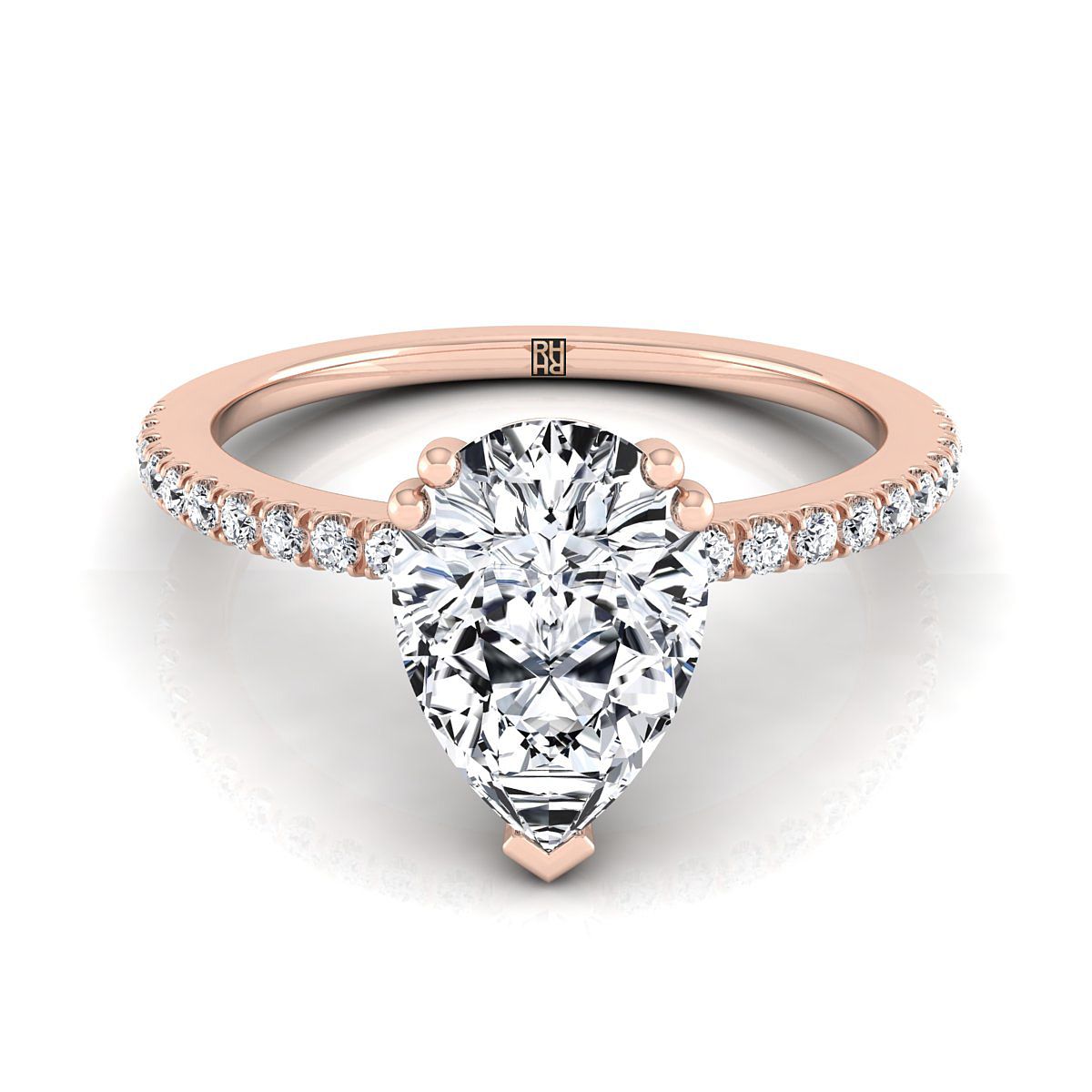 The Kelly pear engagement ring setting in 14K Rose Gold | RockHer
