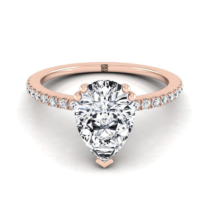 The Kelly Select Pavé Engagement Ring with Lab Diamond in 14K Rose Gold - view 1