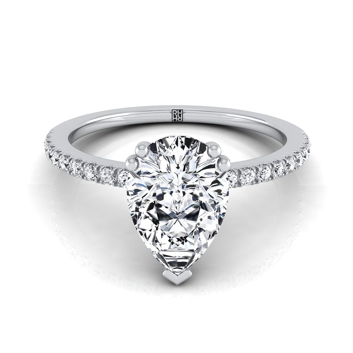The Kelly pear engagement ring setting in Platinum | RockHer
