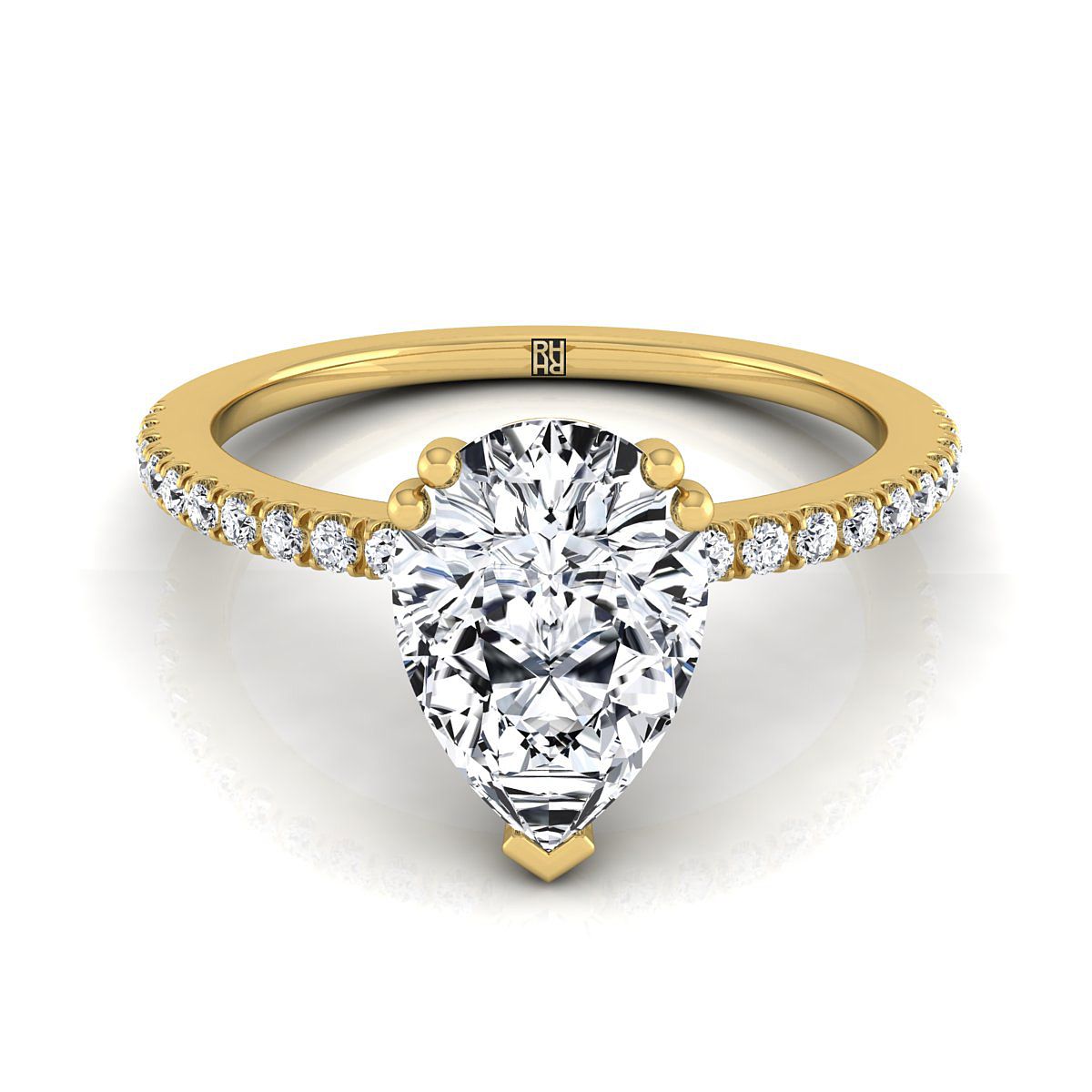 The Kelly pear engagement ring setting in 18K Yellow Gold | RockHer