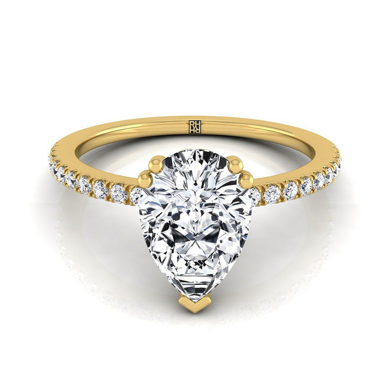 The Kelly Select Pavé Pear Lab Diamond Engagement Ring in 18K Yellow Gold