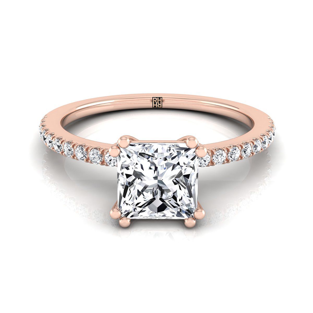 The Kelly princess engagement ring setting in 14K Rose Gold | RockHer