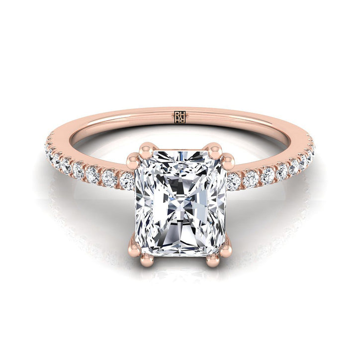 The Kelly Select Pavé Engagement Ring with Lab Diamond in 14K Rose Gold - view 1