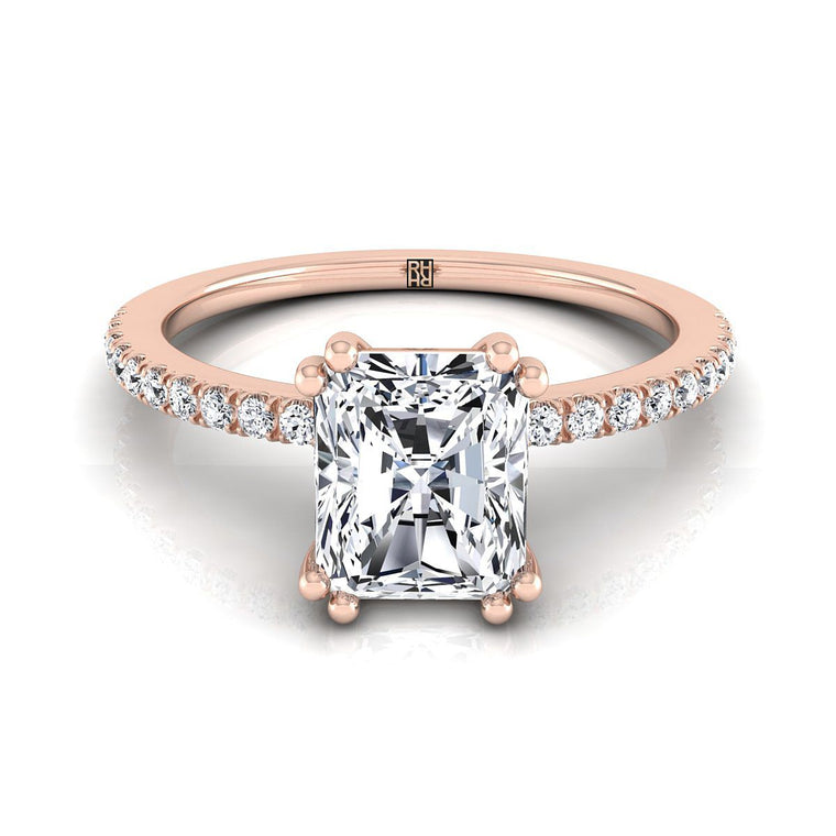 The Kelly Select Pavé Radiant Cut Lab Diamond Engagement Ring in 14K Rose Gold