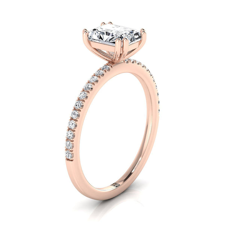 The Kelly Select Pavé Engagement Ring with Lab Diamond in 14K Rose Gold - view 2