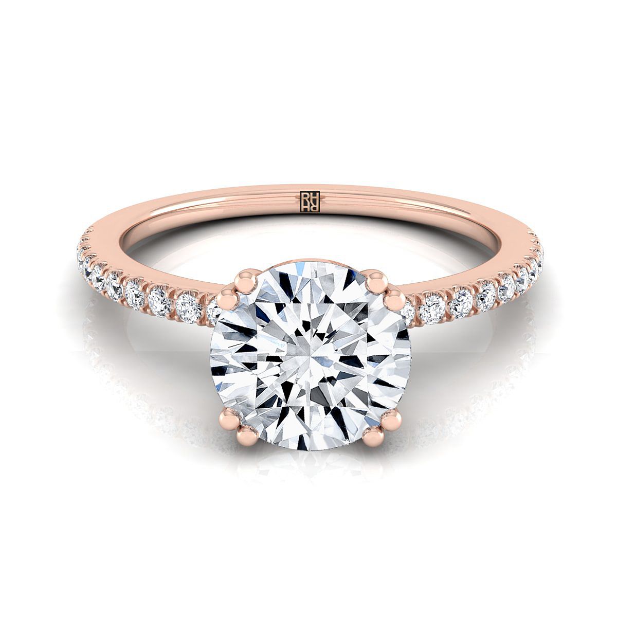 The Kelly round engagement ring setting in 14K Rose Gold | RockHer