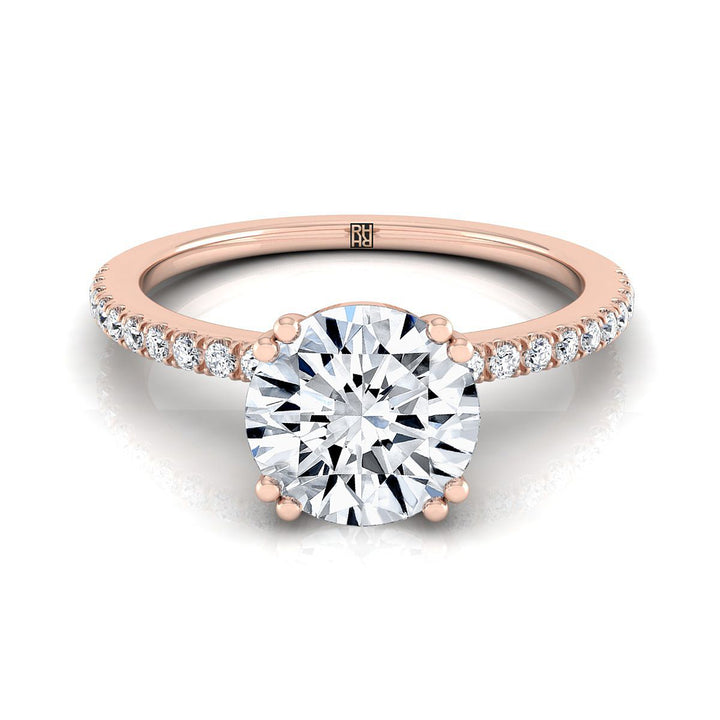 The Kelly Select Pavé Engagement Ring with Lab Diamond in 14K Rose Gold - view 1