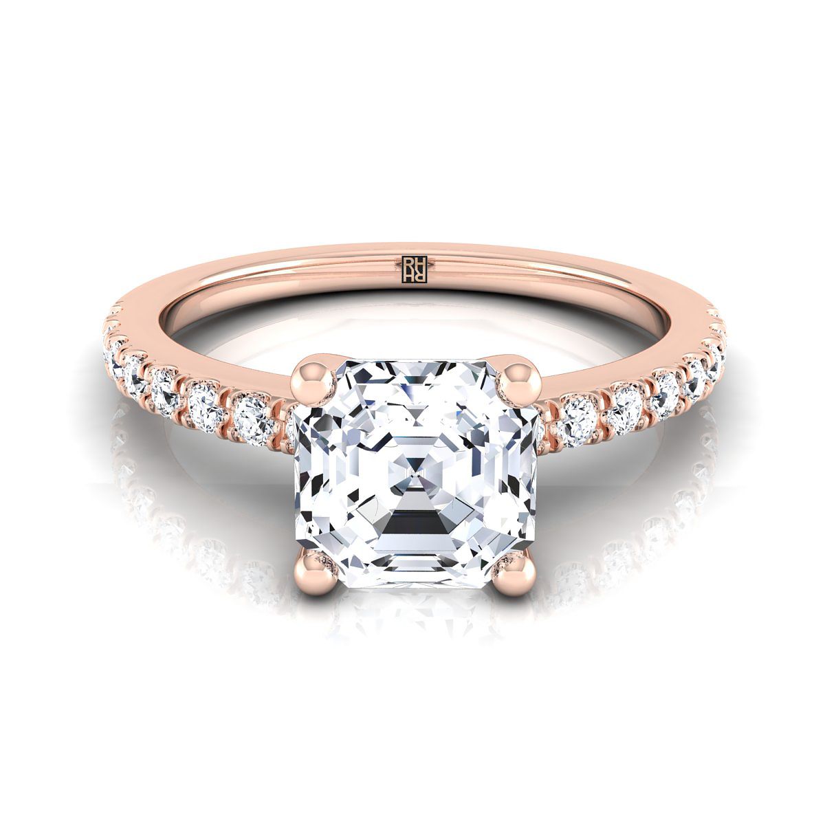 The Norah asscher engagement ring setting in 14K Rose Gold | RockHer