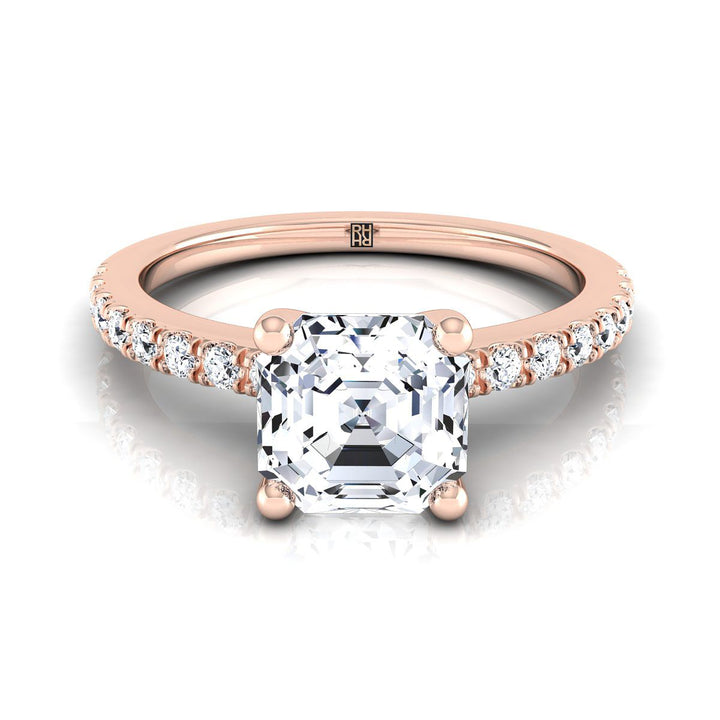 Classic Linear French Pavé Asscher, in 14K Rose Gold | RockHer