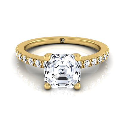 Classic Linear French Pavé Asscher, in 18K Yellow Gold | RockHer
