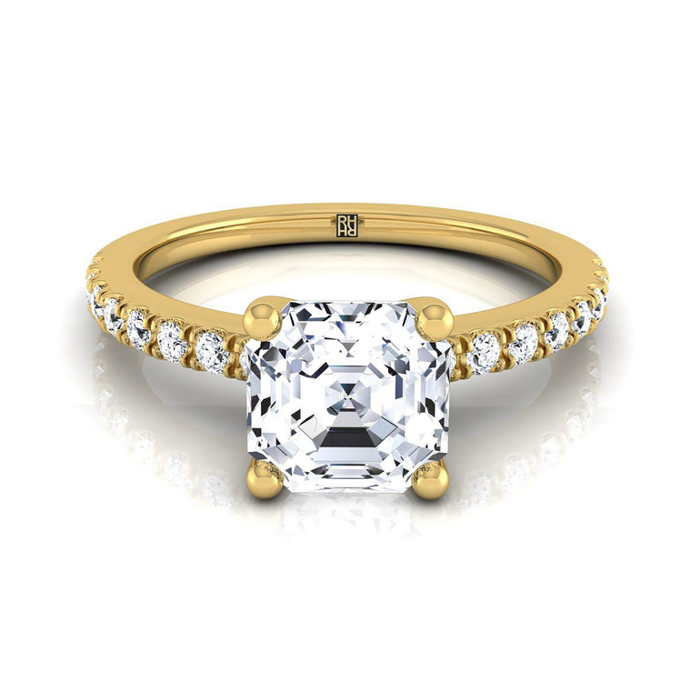 The Norah Select Pavé Asscher Cut Lab Diamond Engagement Ring in 18K Yellow Gold