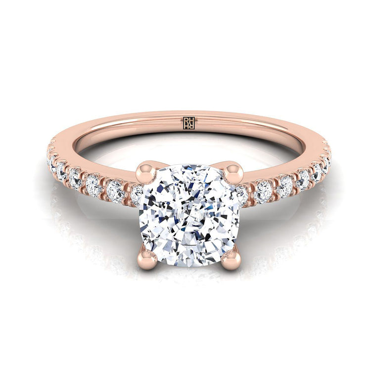 The Norah Select Pavé Cushion Cut Lab Diamond Engagement Ring in 14K Rose Gold