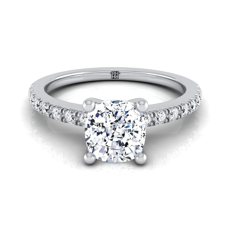 The Norah Select Pavé Cushion Cut Lab Diamond Engagement Ring in Platinum