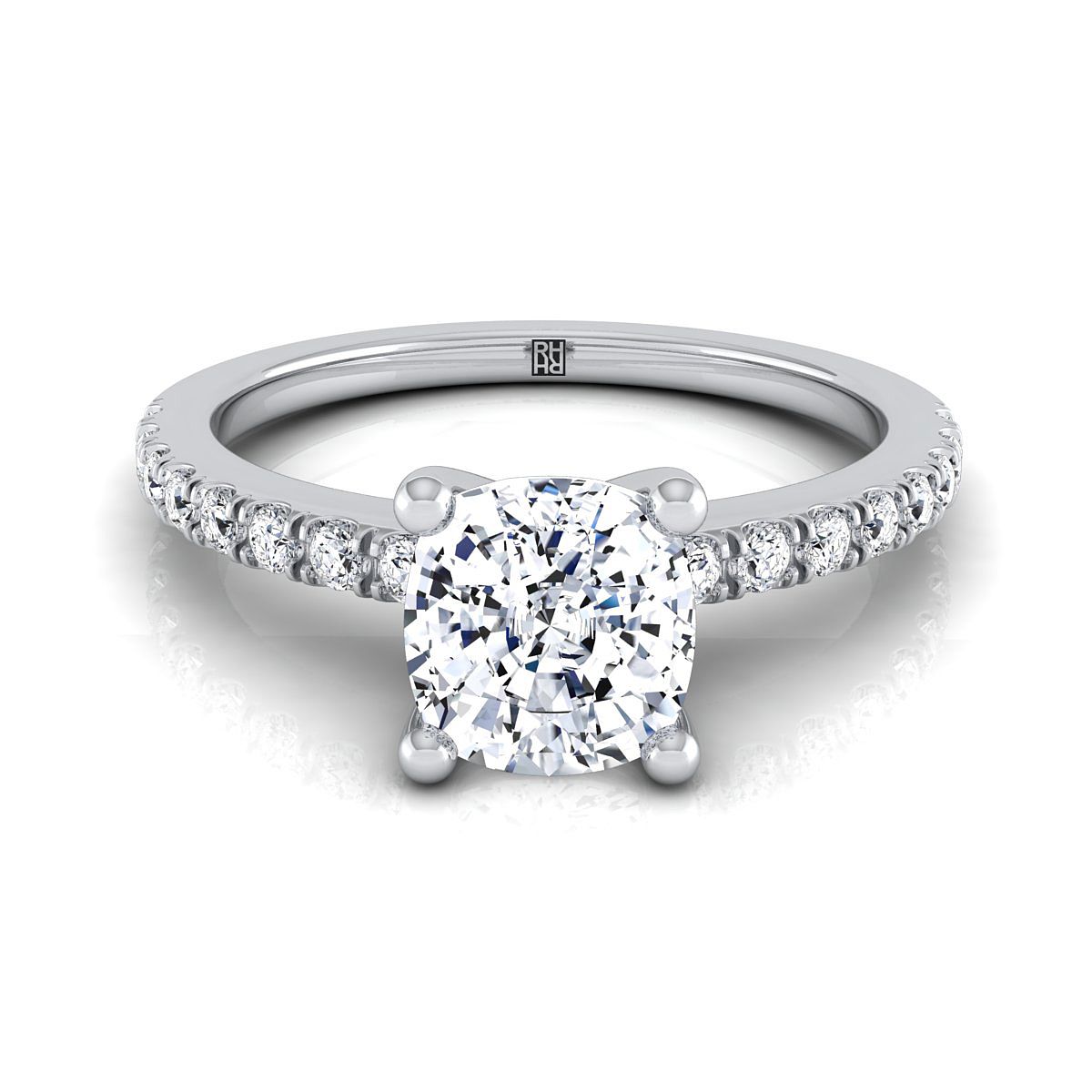 The Norah cushion engagement ring setting in 18K White Gold | RockHer