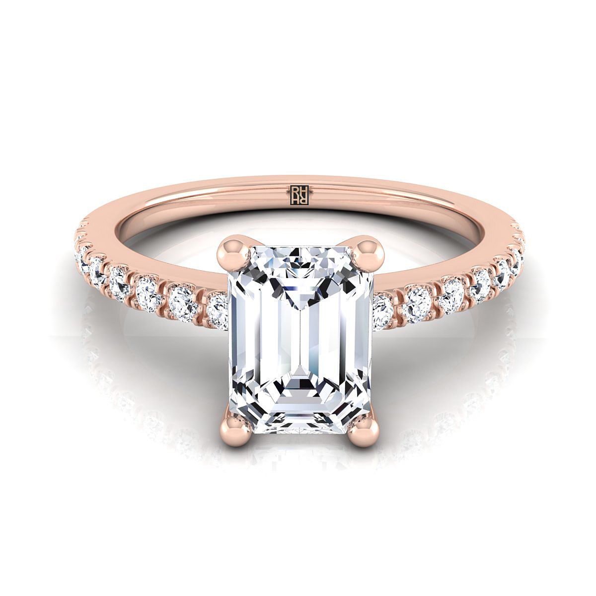 The Norah emerald engagement ring setting in 14K Rose Gold | RockHer