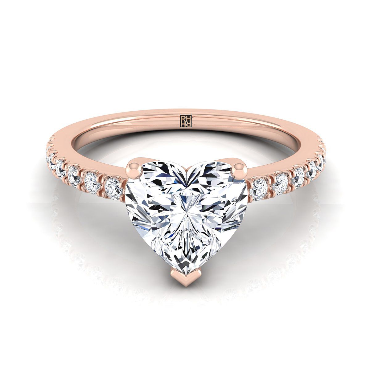 The Norah heart engagement ring setting in 14K Rose Gold | RockHer