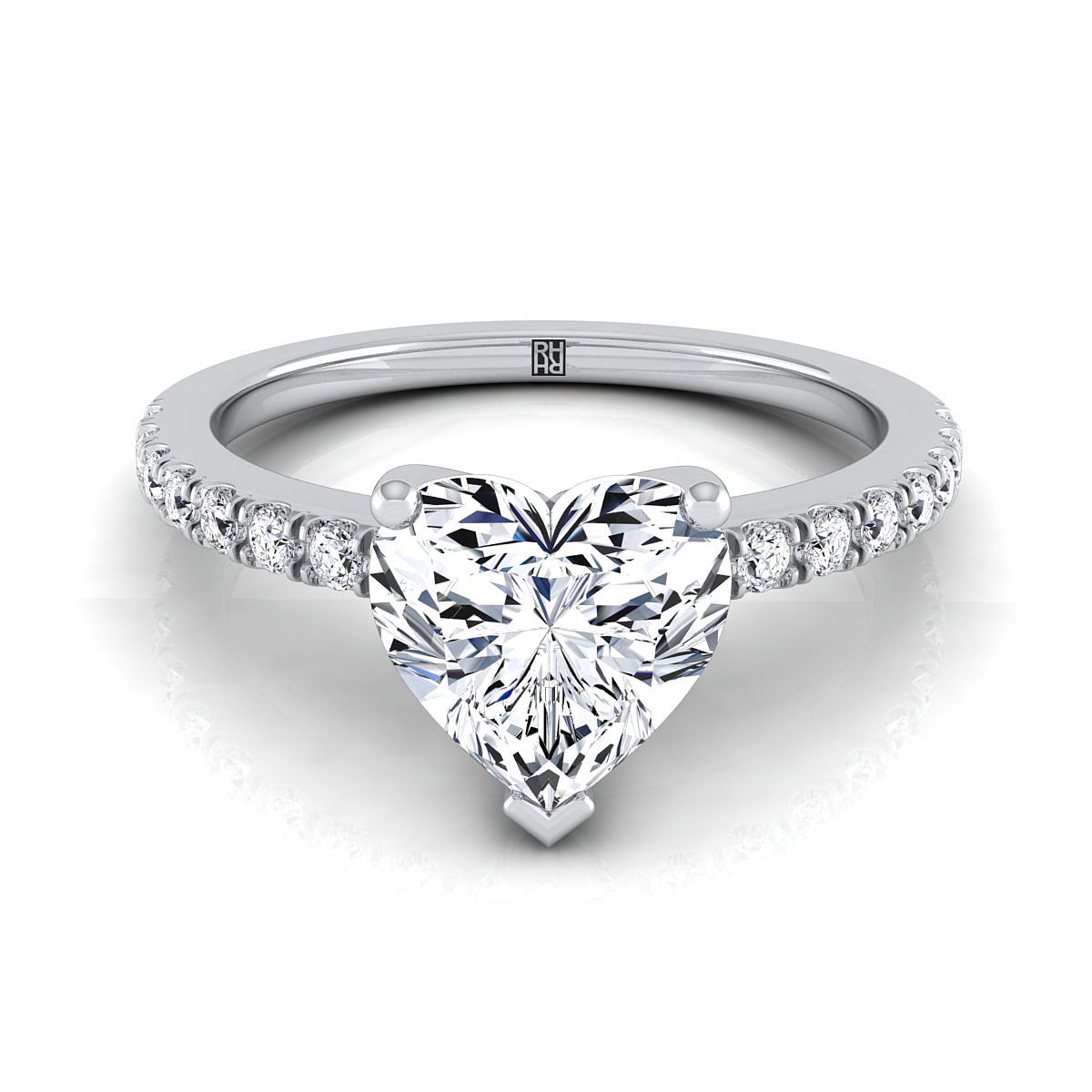 The Norah heart engagement ring setting in Platinum | RockHer