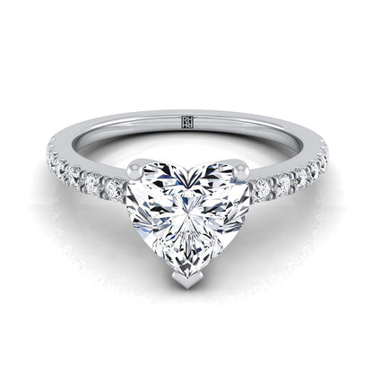 Classic Linear French Pavé Heart Shape, in Platinum | RockHer