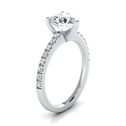 Classic Linear French Pavé Heart Shape, in 18K White Gold – side profile | RockHer