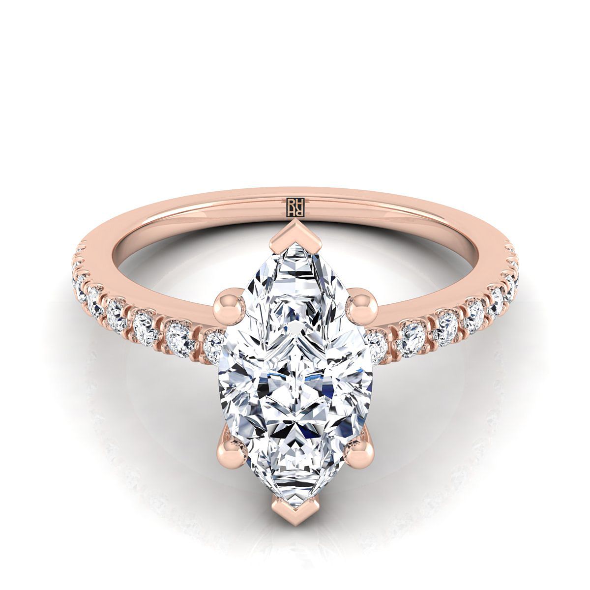 The Norah marquise engagement ring setting in 14K Rose Gold | RockHer