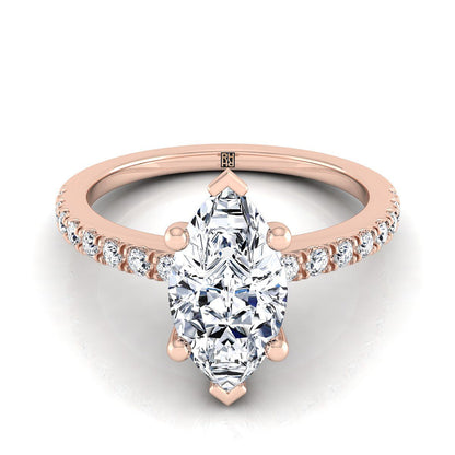 Classic Linear French Pavé Marquise, in 14K Rose Gold | RockHer