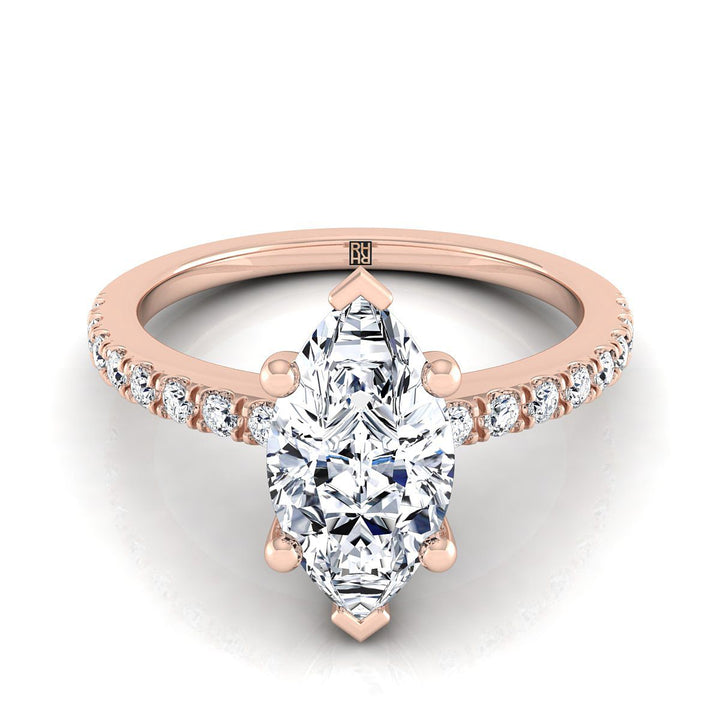The Norah Select Pavé Engagement Ring with Lab Diamond in 14K Rose Gold - view 1
