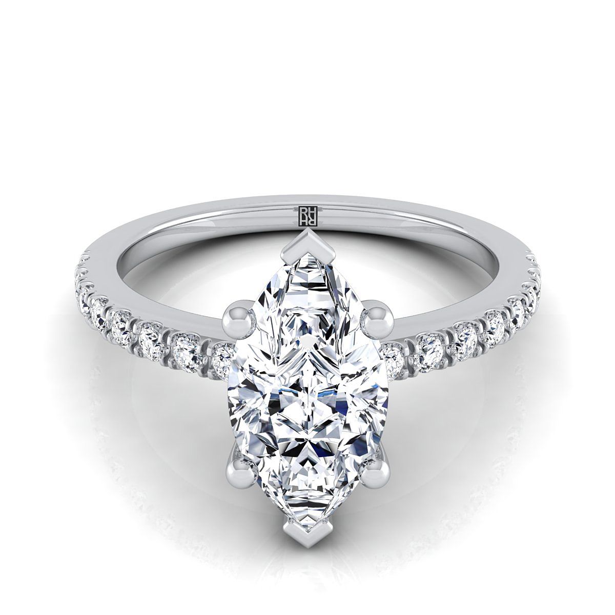 The Norah marquise engagement ring setting in 18K White Gold | RockHer
