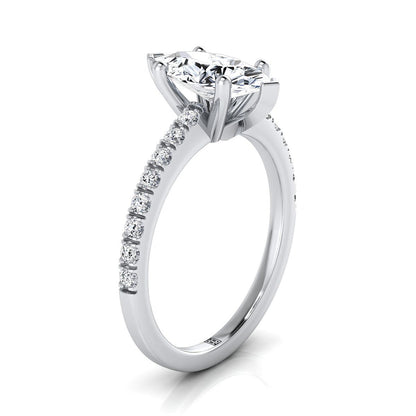 Classic Linear French Pavé Marquise, in 18K White Gold – side profile | RockHer