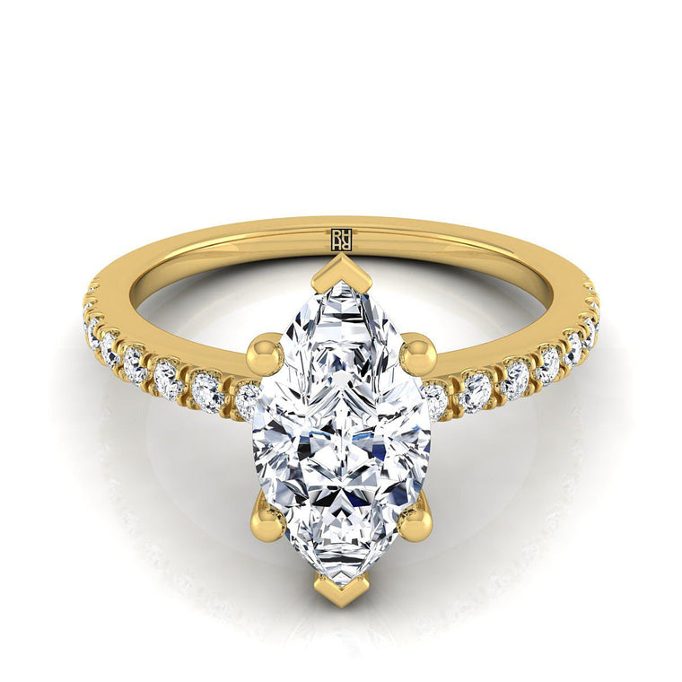 The Norah Select Pavé Marquise Lab Diamond Engagement Ring in 18K Yellow Gold