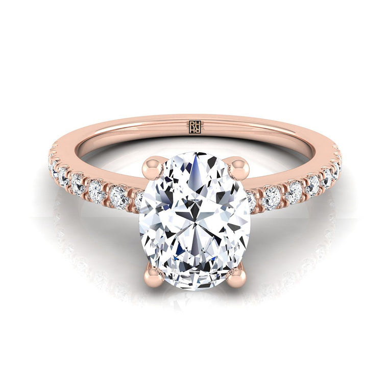 The Norah Select Pavé Oval Lab Diamond Engagement Ring in 14K Rose Gold