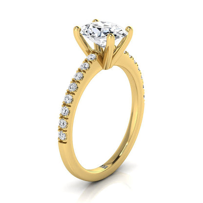 Classic Linear French Pavé Oval, in 18K Yellow Gold – side profile | RockHer
