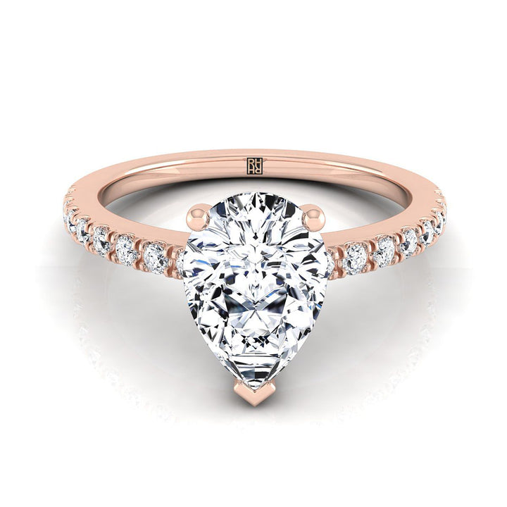 Classic Linear French Pavé Pear Shape, in 14K Rose Gold – view 8 | RockHer
