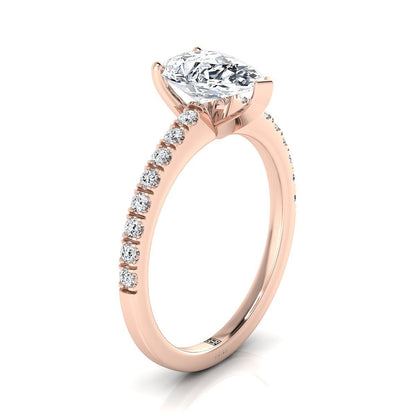 Classic Linear French Pavé Pear Shape, in 14K Rose Gold – view 9 | RockHer